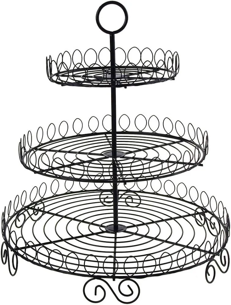 3 tier black wire cake stand