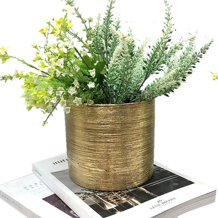 Gold brushed metallic vase 3" x 3"