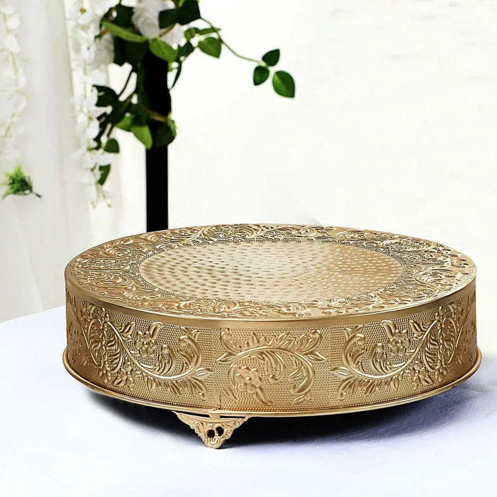 Gold Embossed Metal Cake Stand 