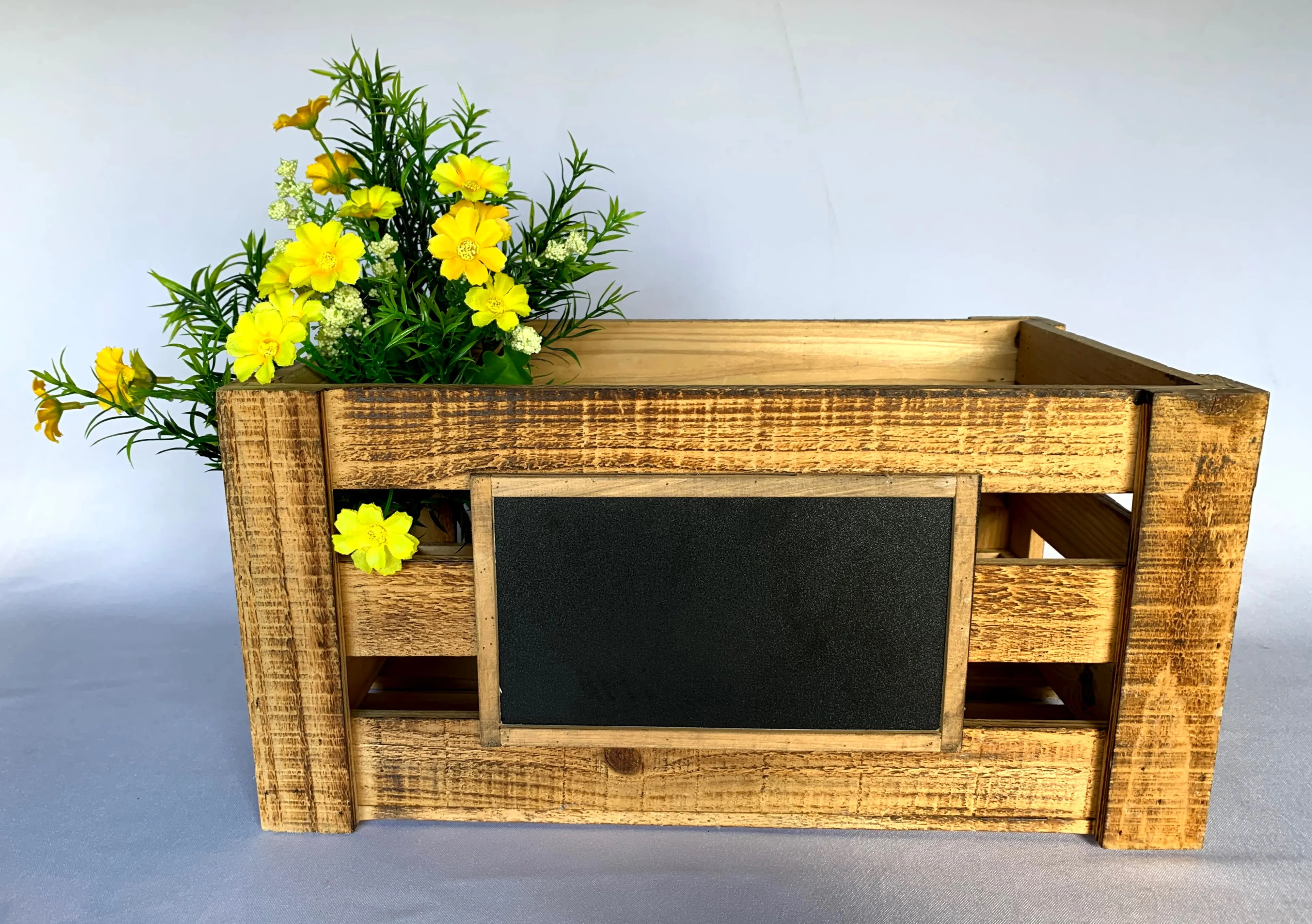 Wooden box with chalk board