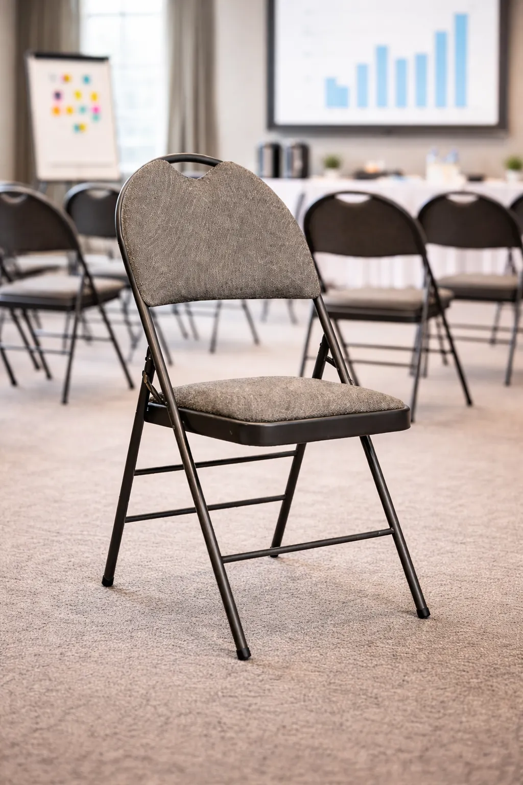 Grey Padded Folding Chair 