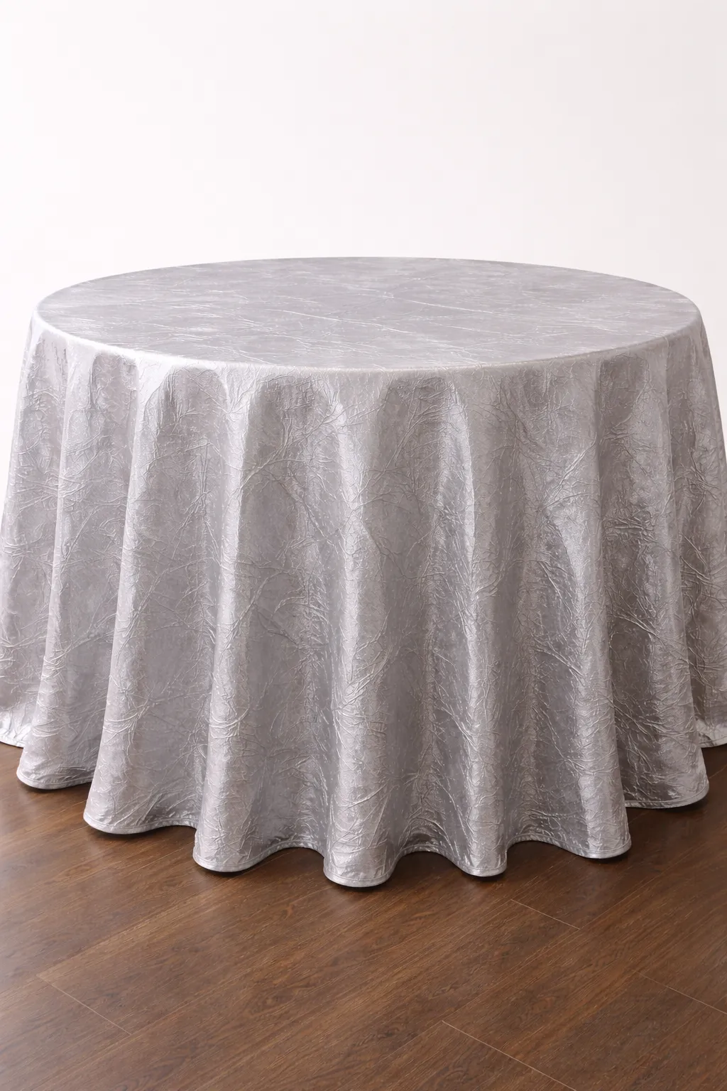 Silk Silver Crushed 120" Round Tablecloth