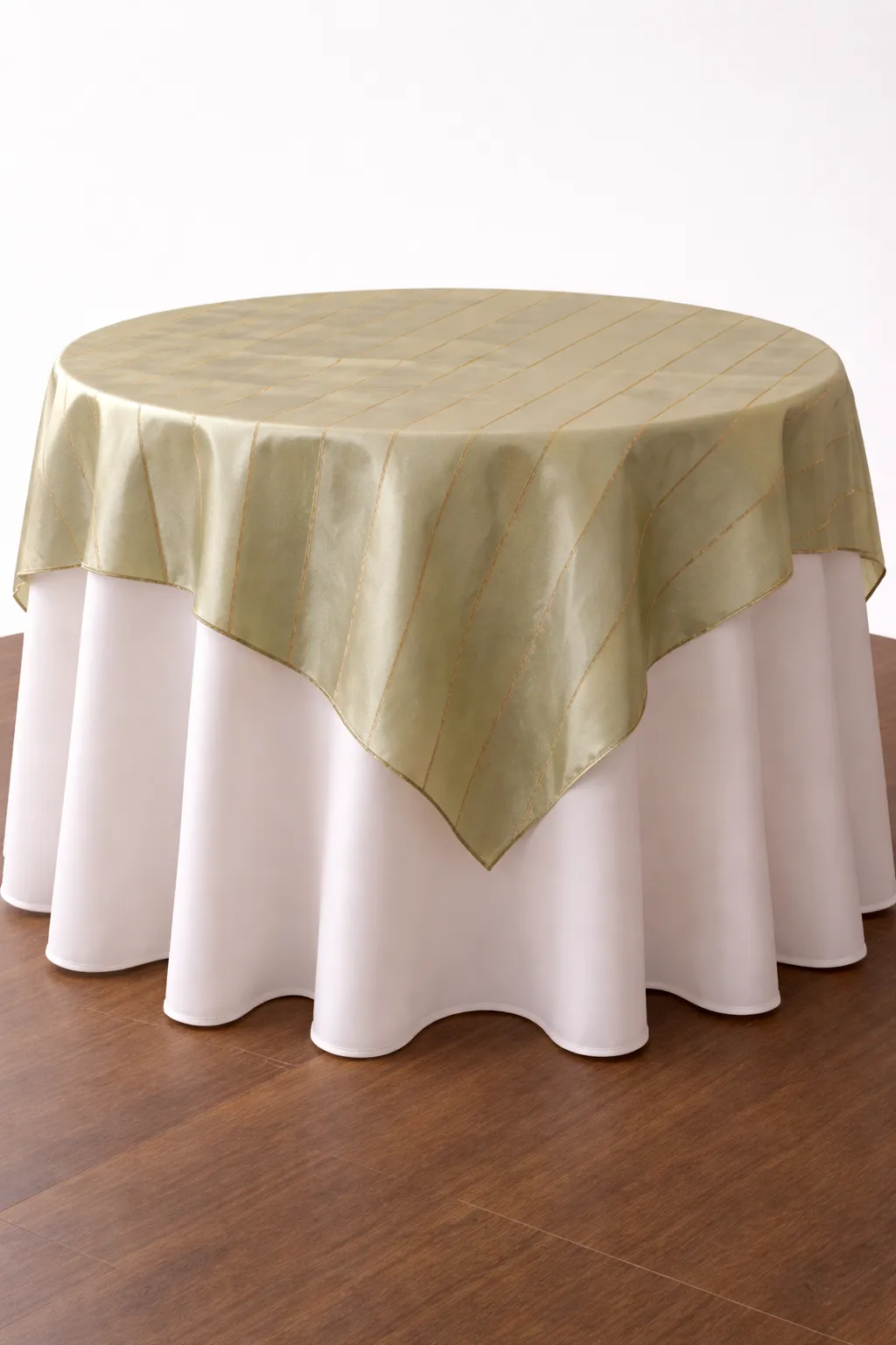Striped Sage Green Taffeta Overlay 85" x 85"
