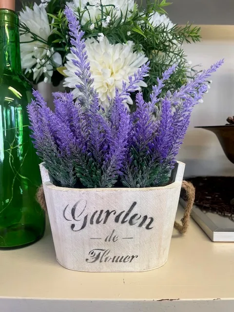 Lavender White Wooden Planter
