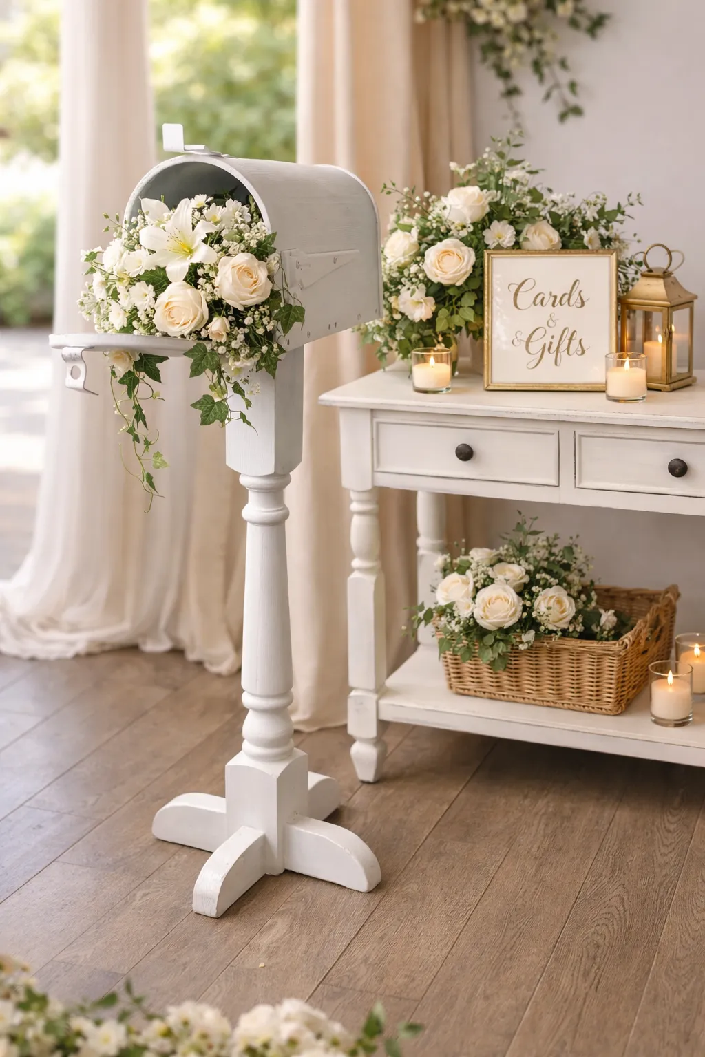 White Floral Accent Mailbox