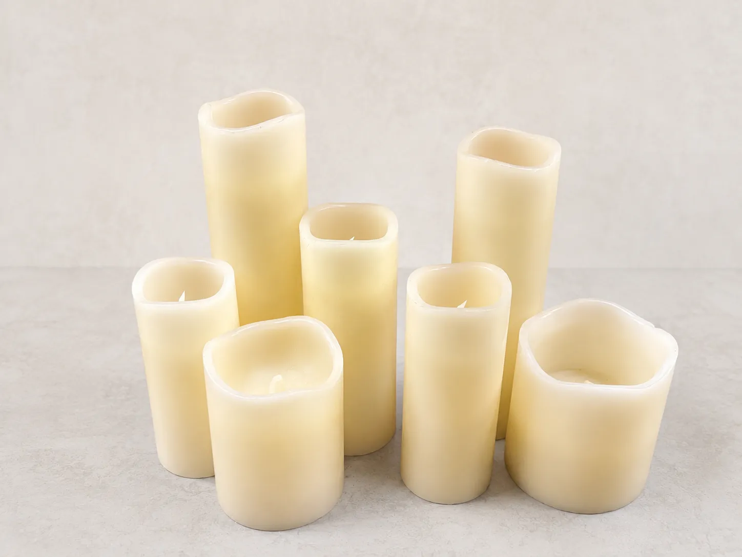Assorted LED Pillar Candles - Set of 7