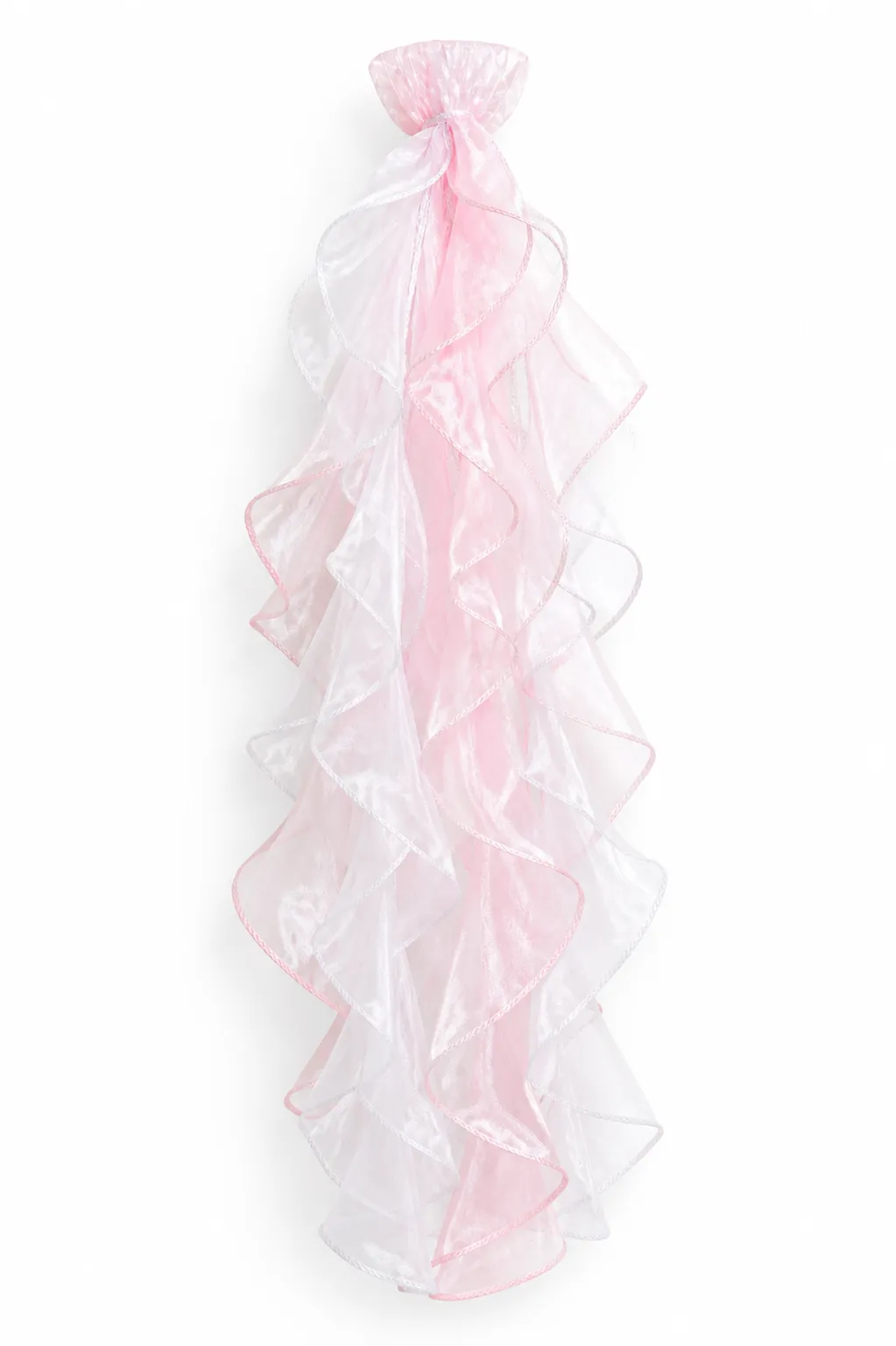 White+Pink Curly Fringe Chair Sash Accessory