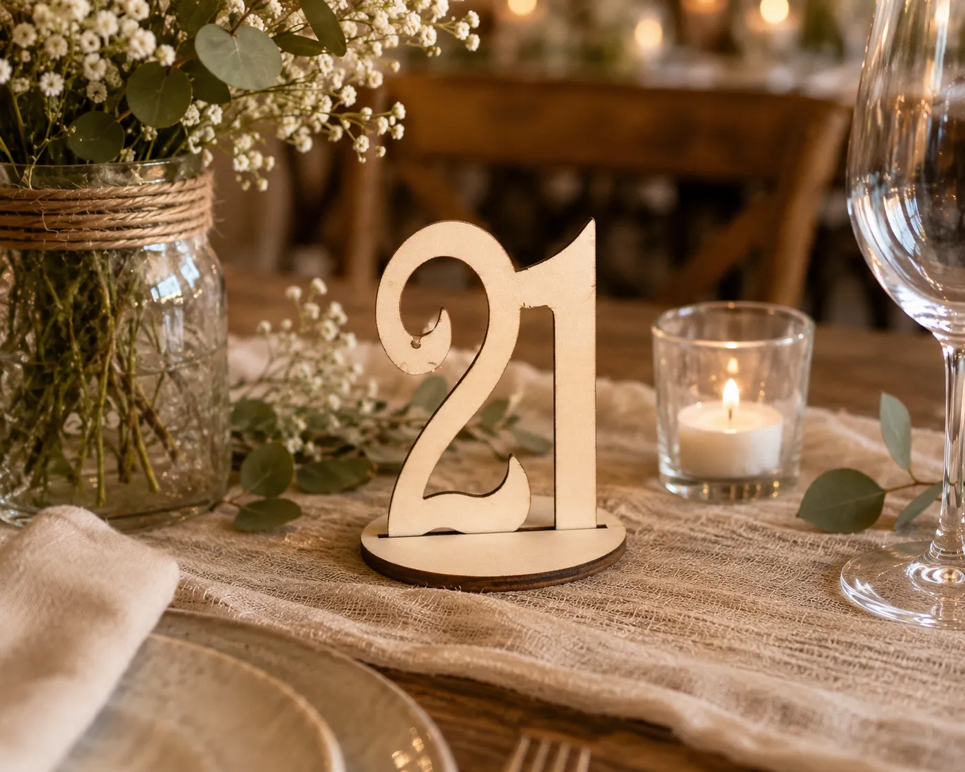 Wood cutout table number 