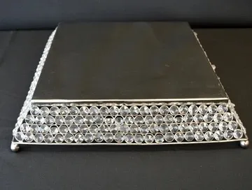 Square Crystal Mirrored Cake Stand 14"
