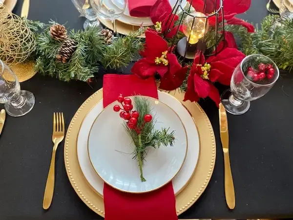 Christmas Gold and Red Table Setting Package 