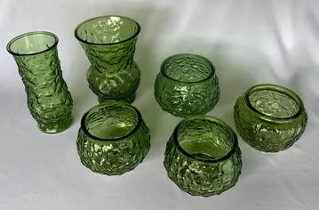 Green vase collection  6 item