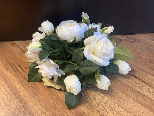 White and greenery flower centerpiece