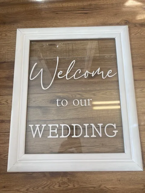 Welcome to our Wedding in Glass frame white