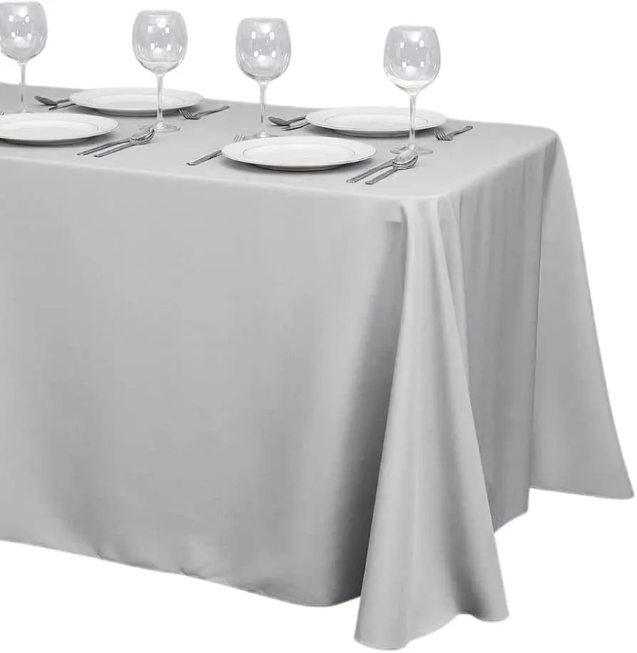 Tablecloth Light Silver Rectangular 90" x 156"