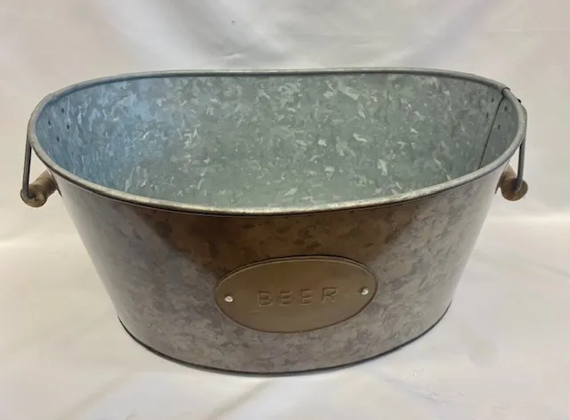 Ice bucket BEER sign brown tin