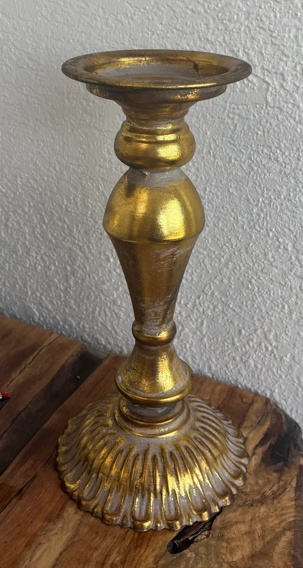 Vintage Gold Pillar Candle Holder