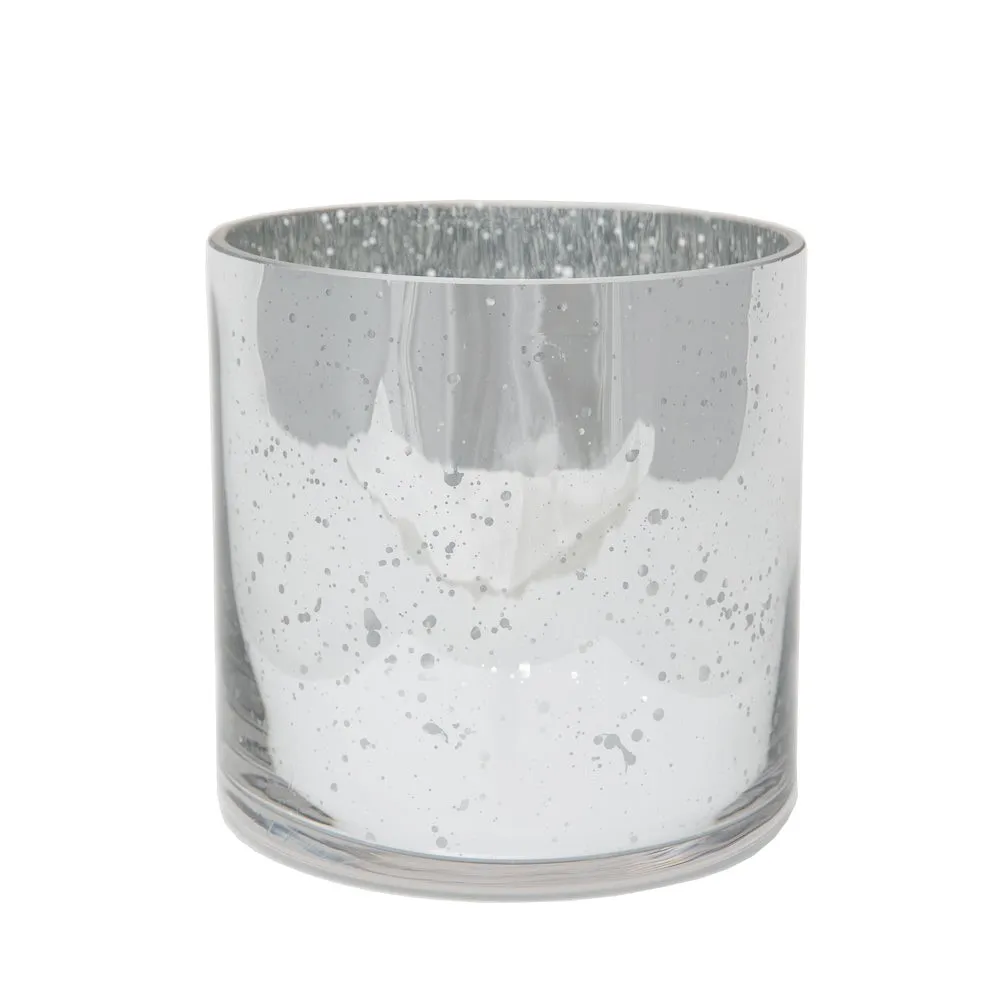 8" X 5" MERCURY GLASS CYLINDER VASE SILVER