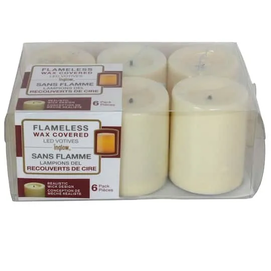 1.75" Flameless Wax Covered LED Votives (Pack of 6)