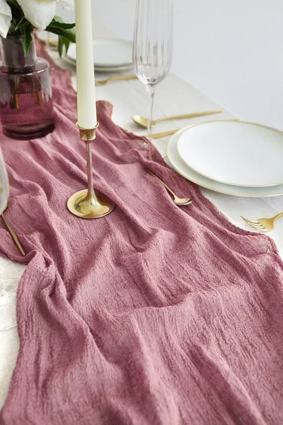 Rose Pink Cheesecloth Runner 30 x 114