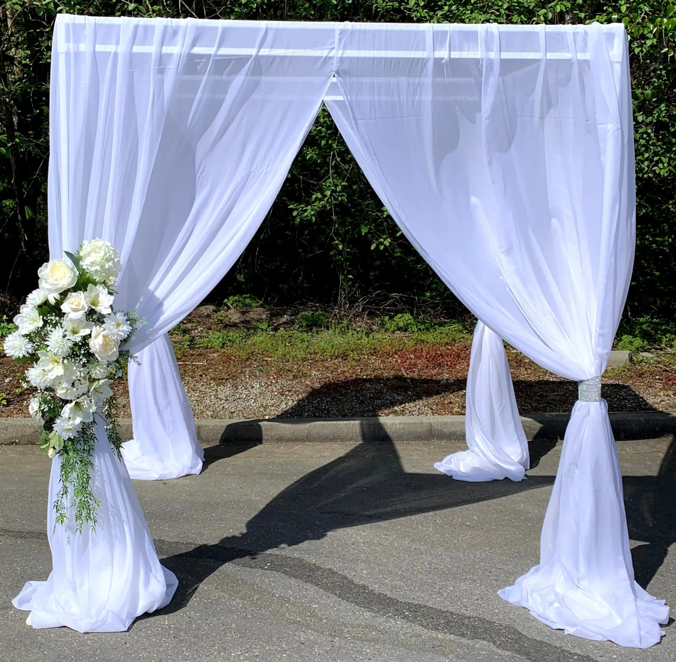 Chuppah includes 4 sheer fabrics 21'