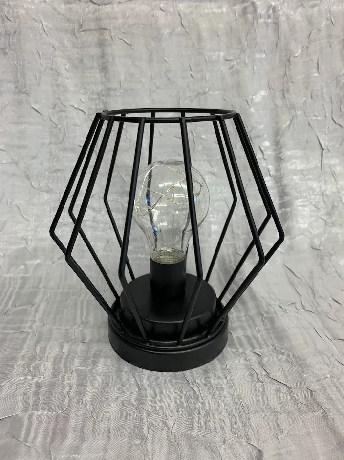 Diamond Shape Black Metal Frame Lantern