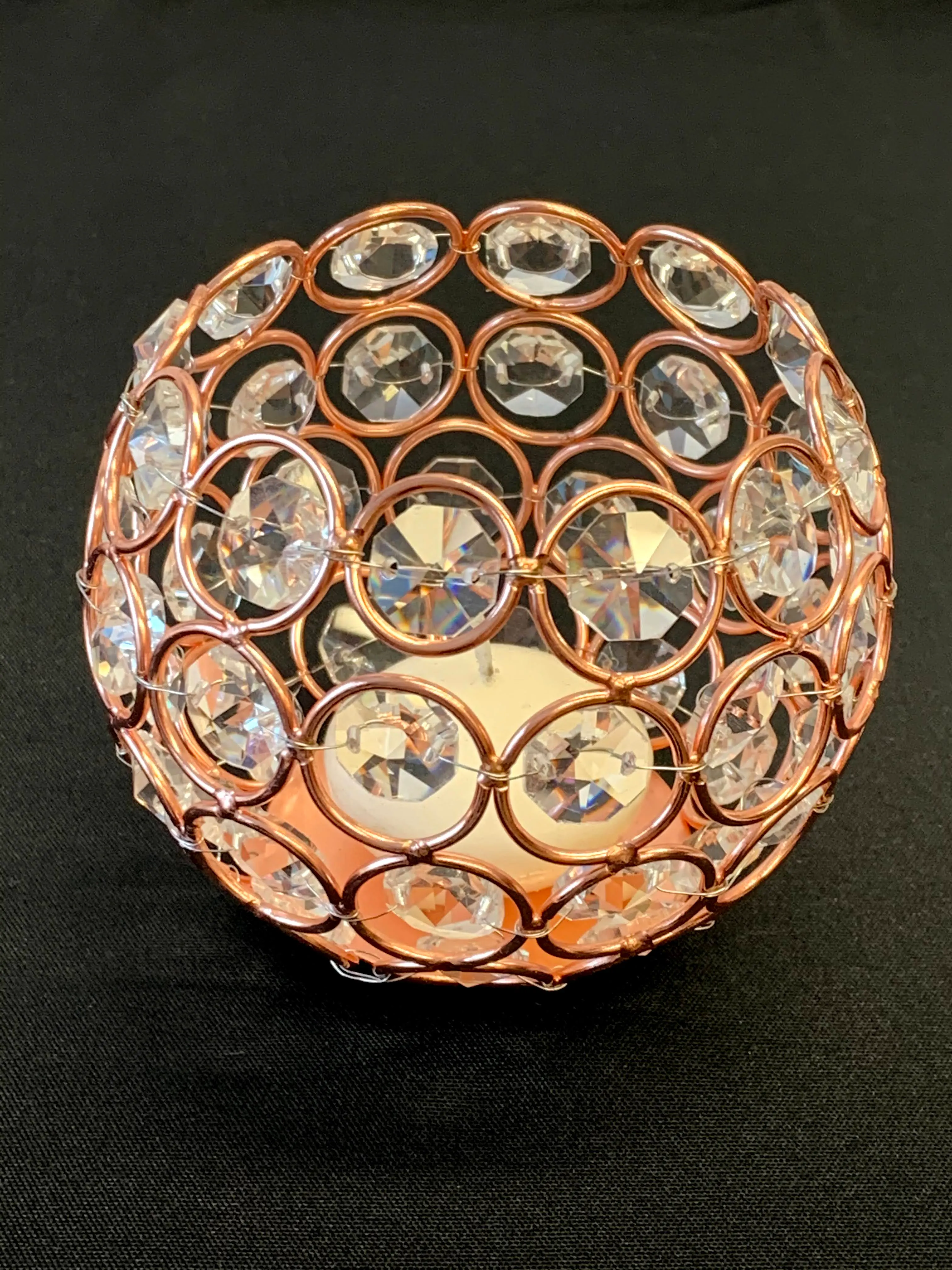 Rose Gold Crystal Tealight Candle Holder