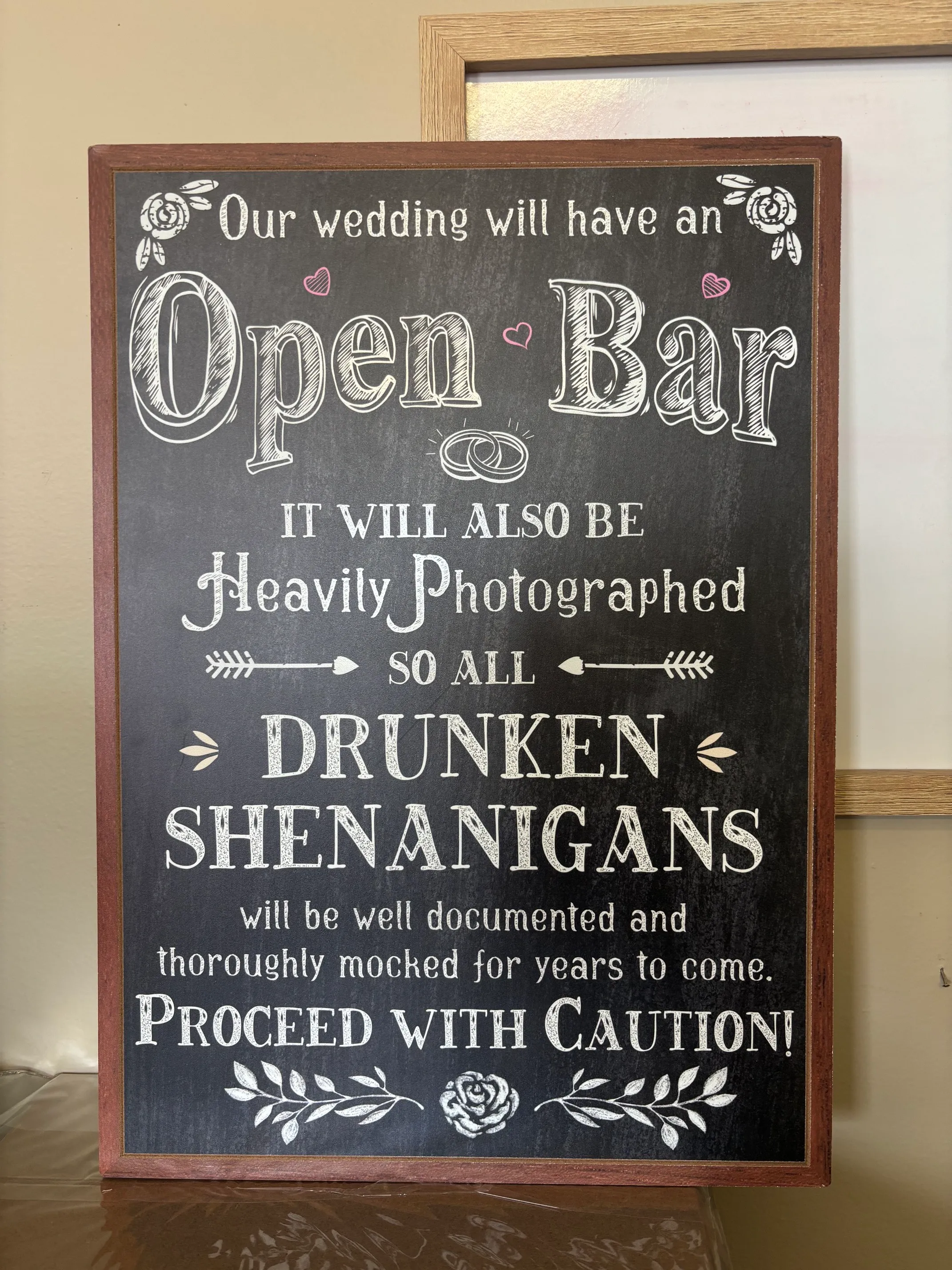 Open Bar Rustic Sign