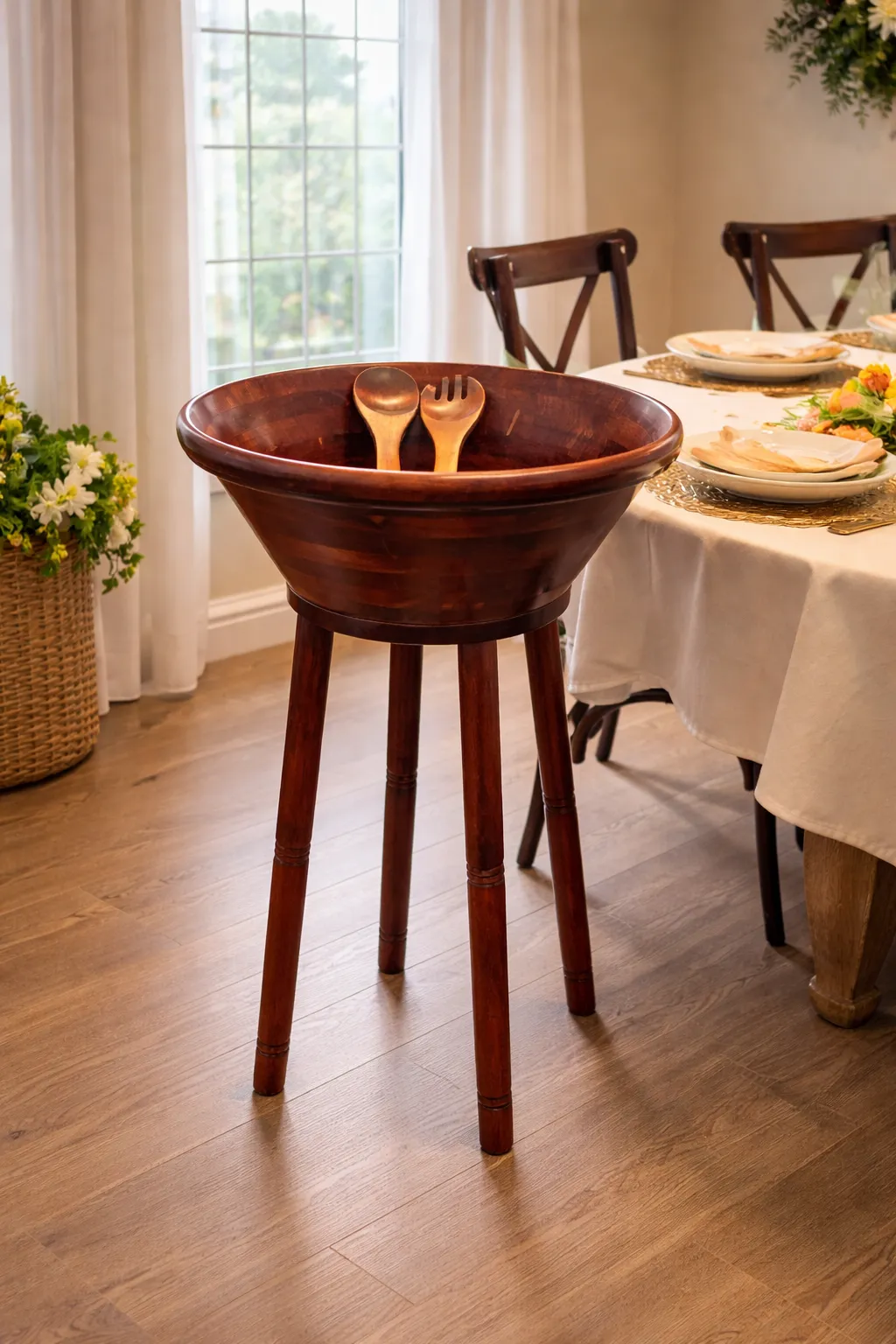 Wooden Salad Mixing Stand