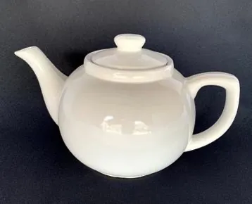 White Ceramic Round Teapot 