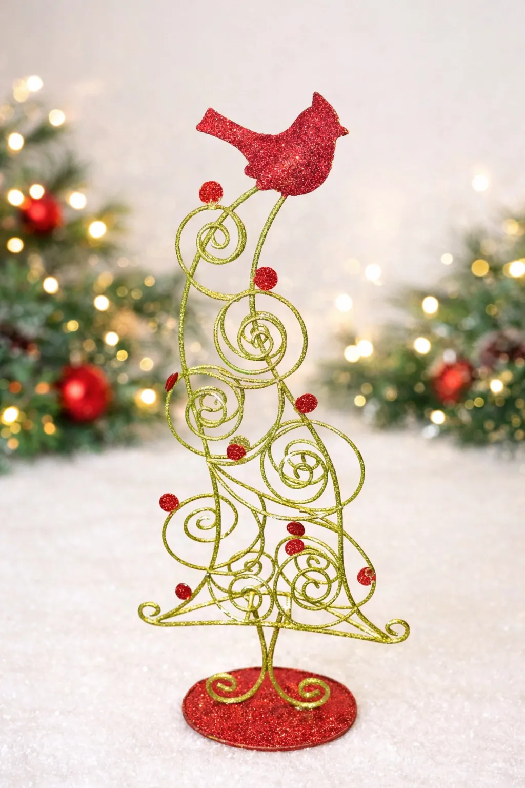 Red Cardinal Glitter Holiday Tree