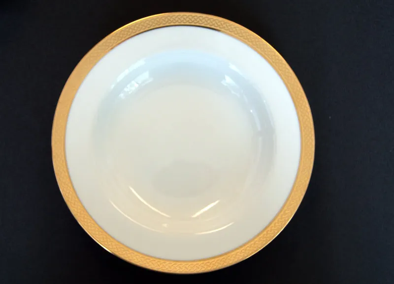 Wide Gold Rim Soup Bowl 