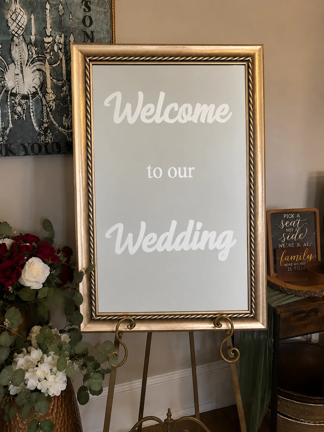 Gold Wedding Welcome Mirror Sign