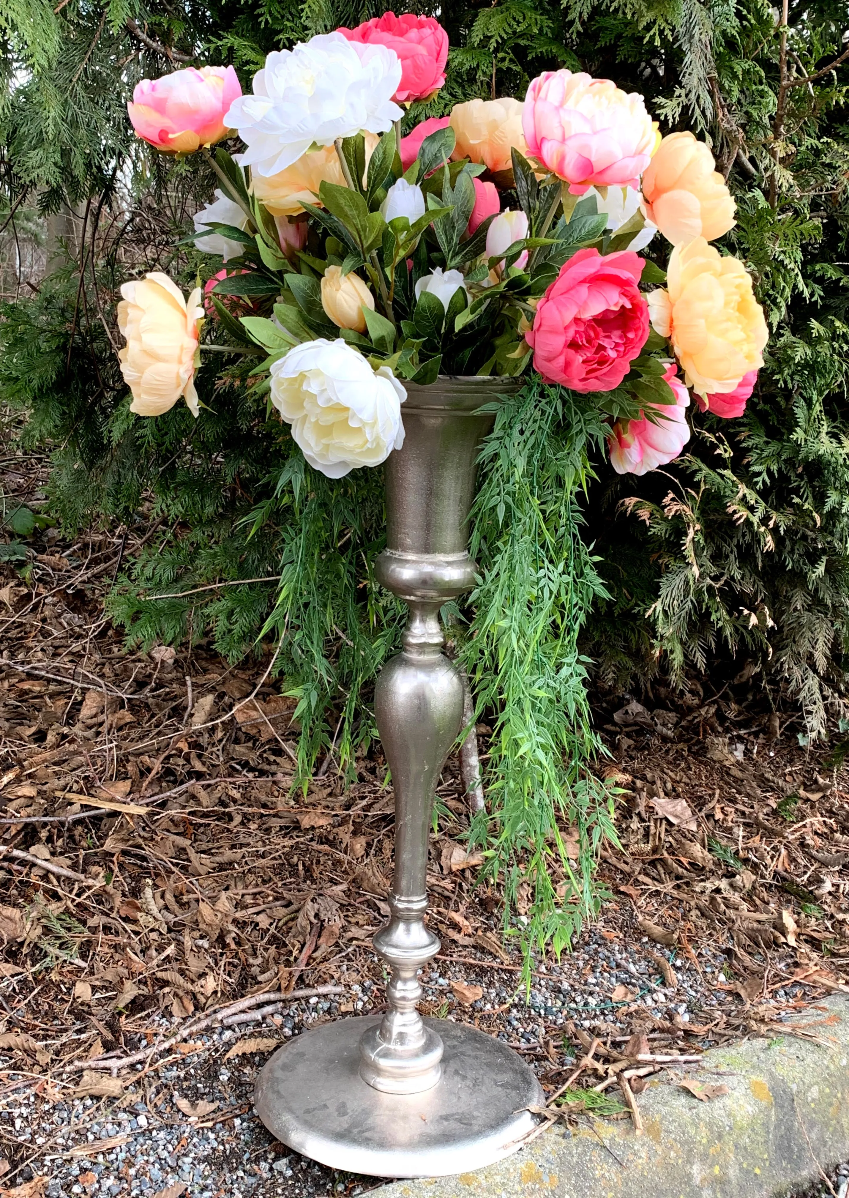 33" Tall Silver Pillar