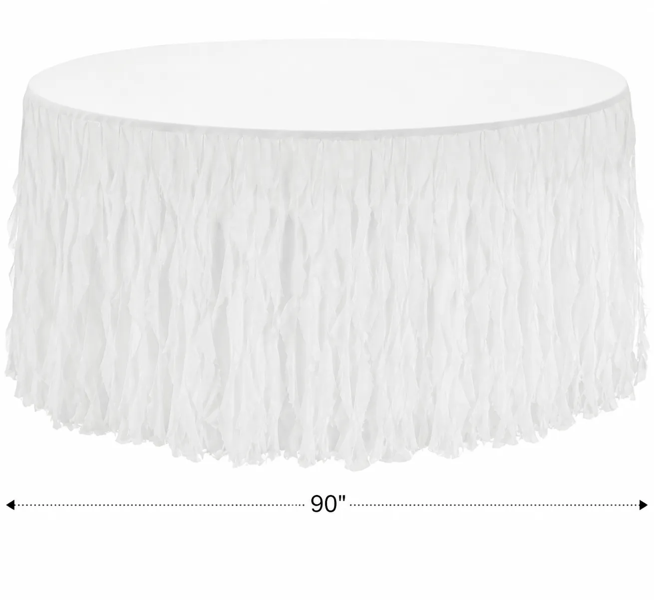 90" Round White Tablecloth with Frills