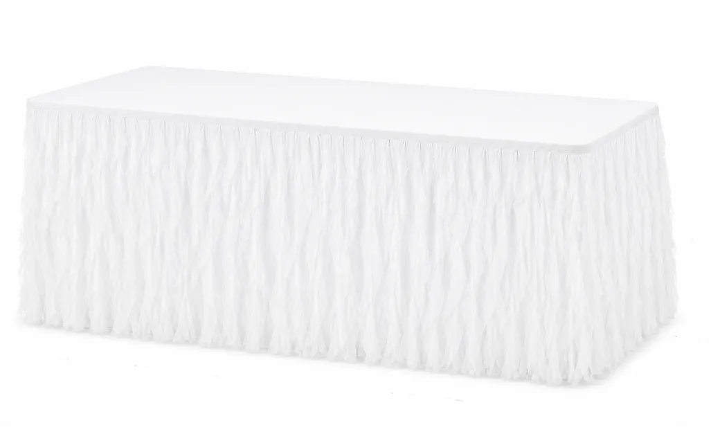 Fitted White 6ft Tablecloth with Frills