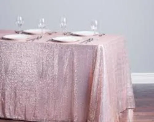 Tablecloth Matte Sequin Blush Pink rectangular 90" x 156"