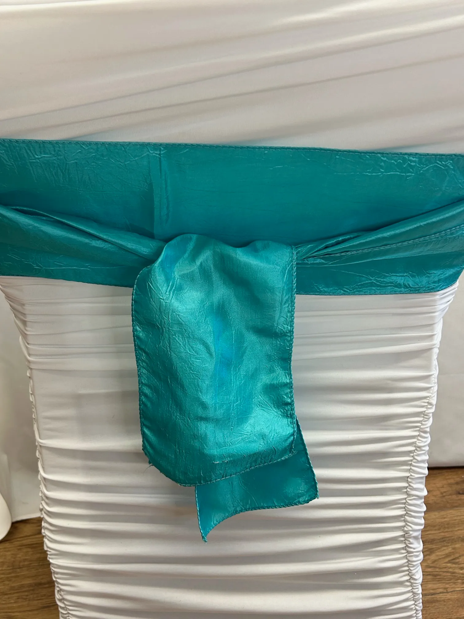 Teal Crinkle Taffeta Sash