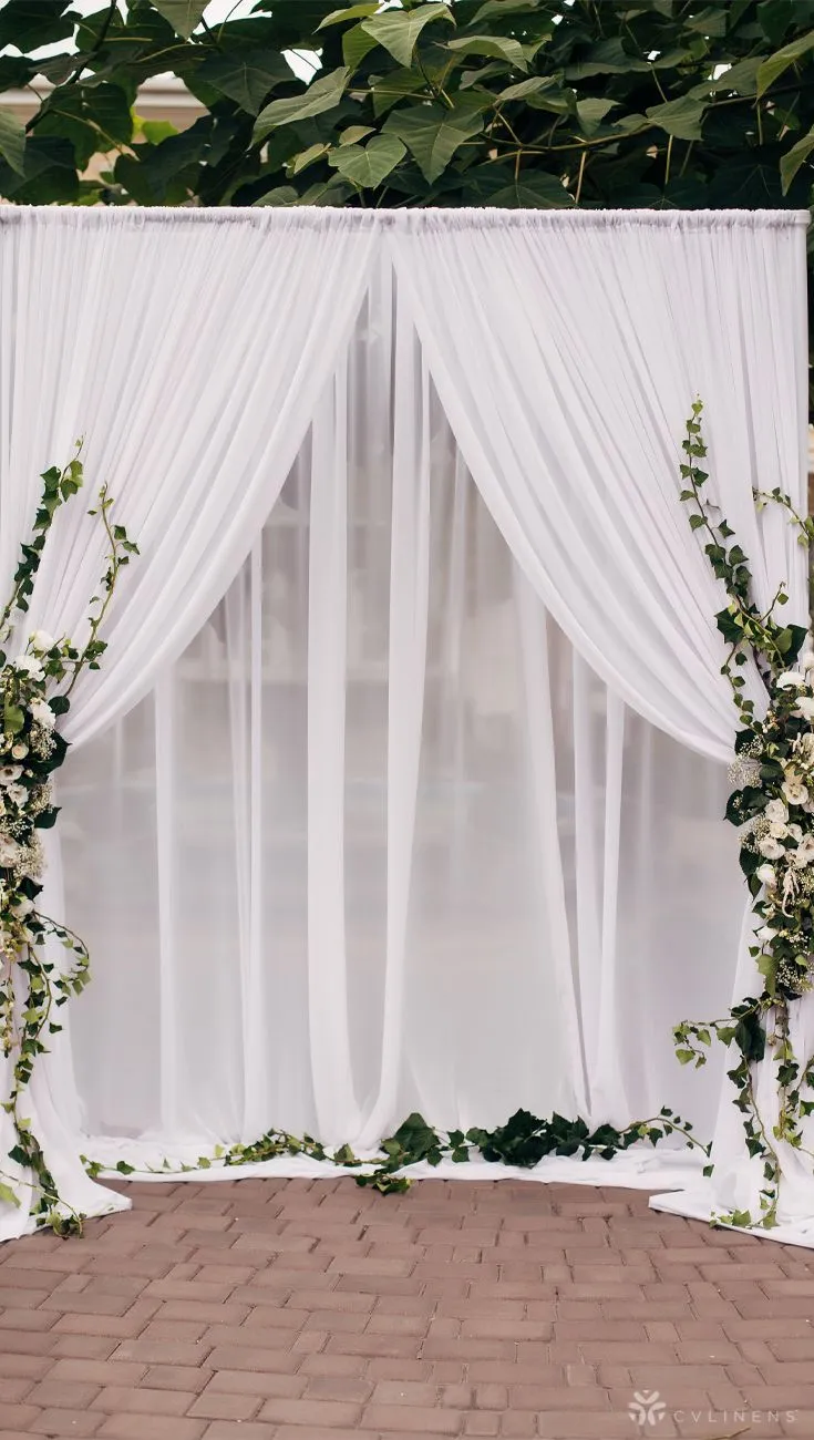 21' White Sheer Curtain for Back Drop