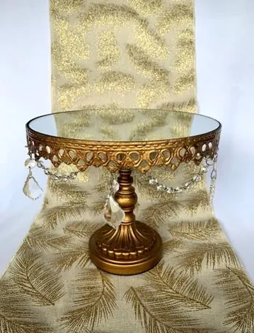 Short Gold Jeweled Cake Stand