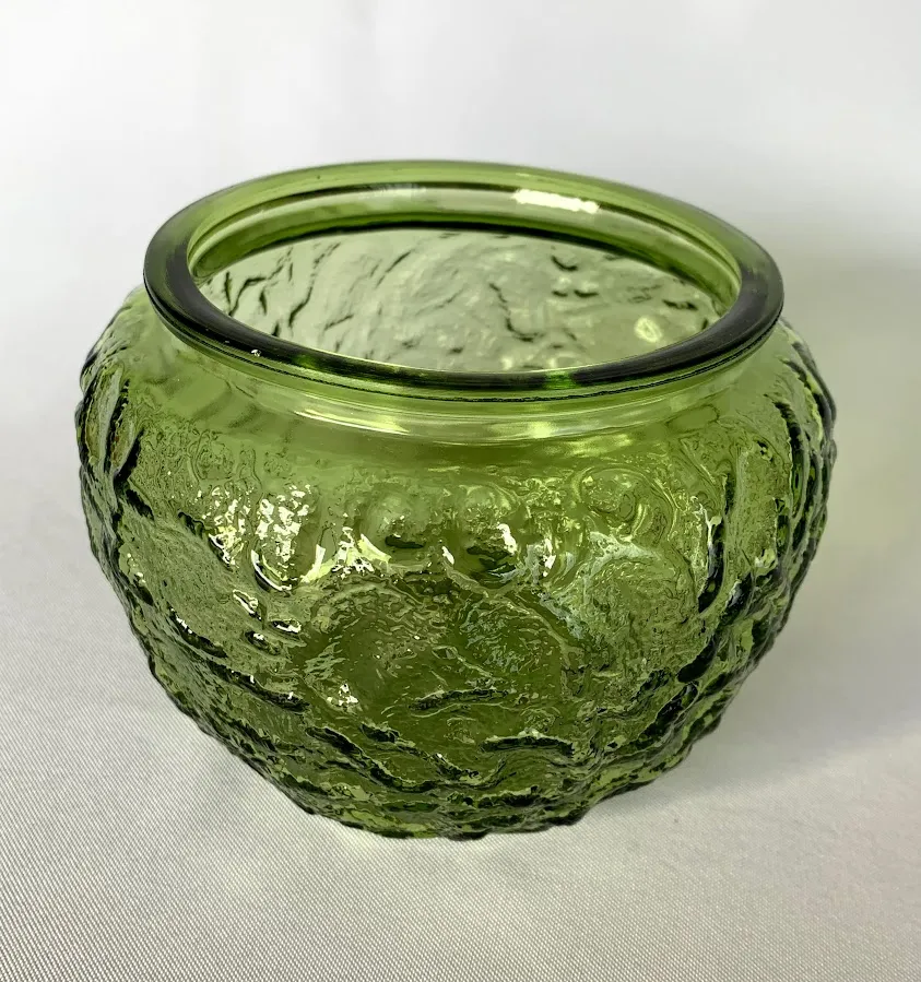 Olive Green Crinkle Glass 