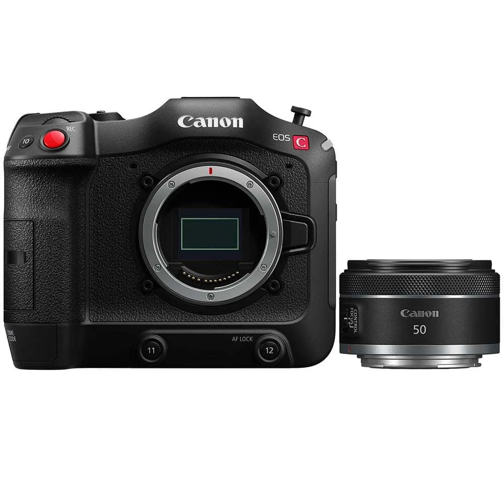 Canon EOS C70 Cinema Camera, RF 50mm f/1.8 STM Lens & EF/RF Adapter