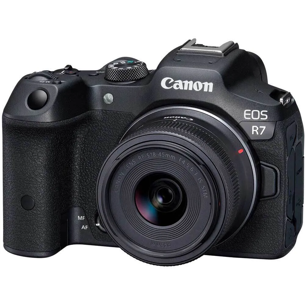 Canon EOS R7 Mirrorless Camera, RF-S 18-45mm f4.5-6.3 IS STM Lens & EF/RF Adapter