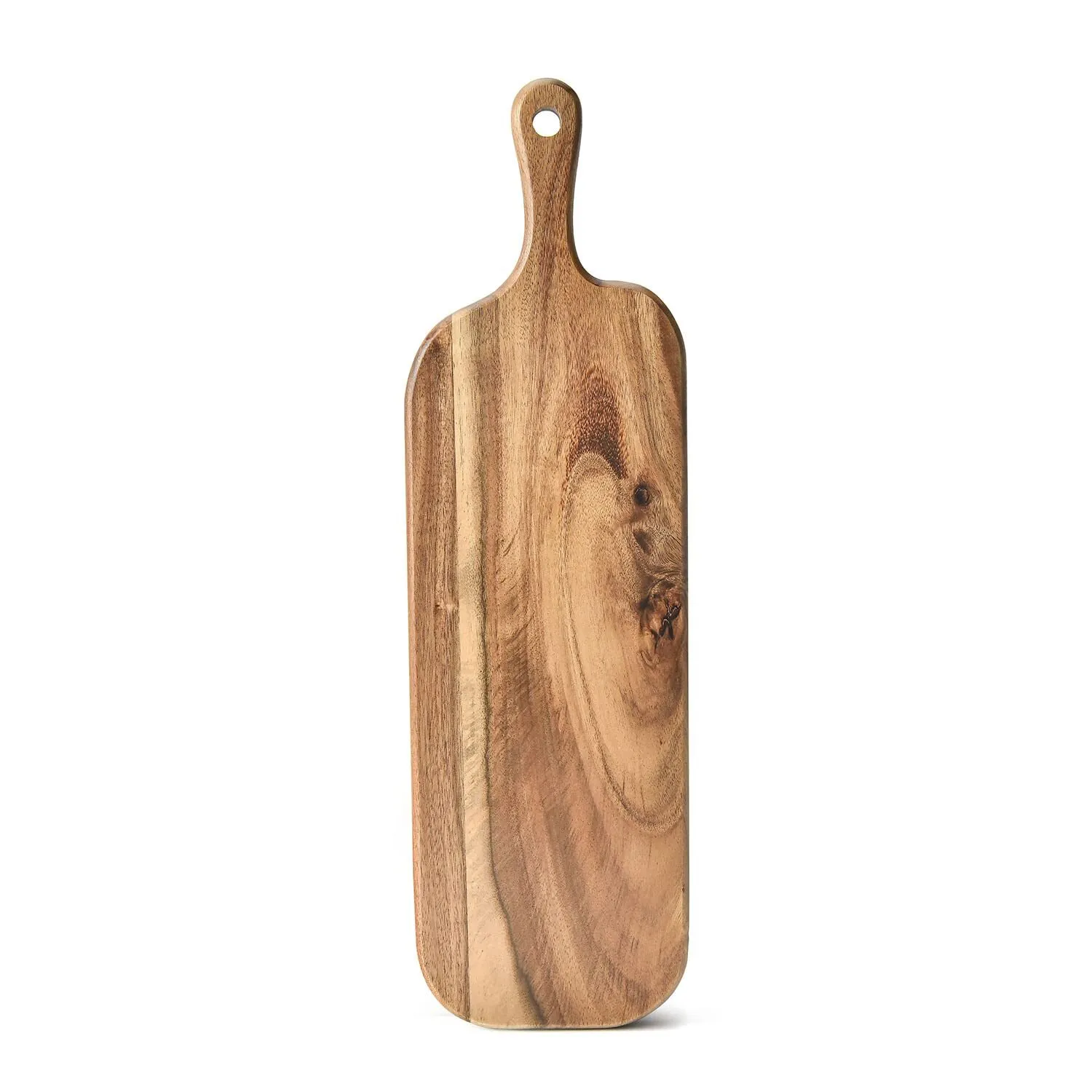 Large wooden charcuterie board with a handle