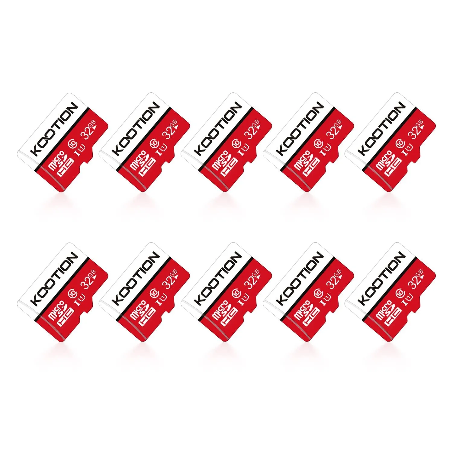 KOOTION 32 GB 10-Pack Micro SD Card, UHD Video for GoPro, Action Camera, Drone, Smartphone, R/W up to 80/20MB/s MicroSDXC Memory Card UHS-I U1 Class 10