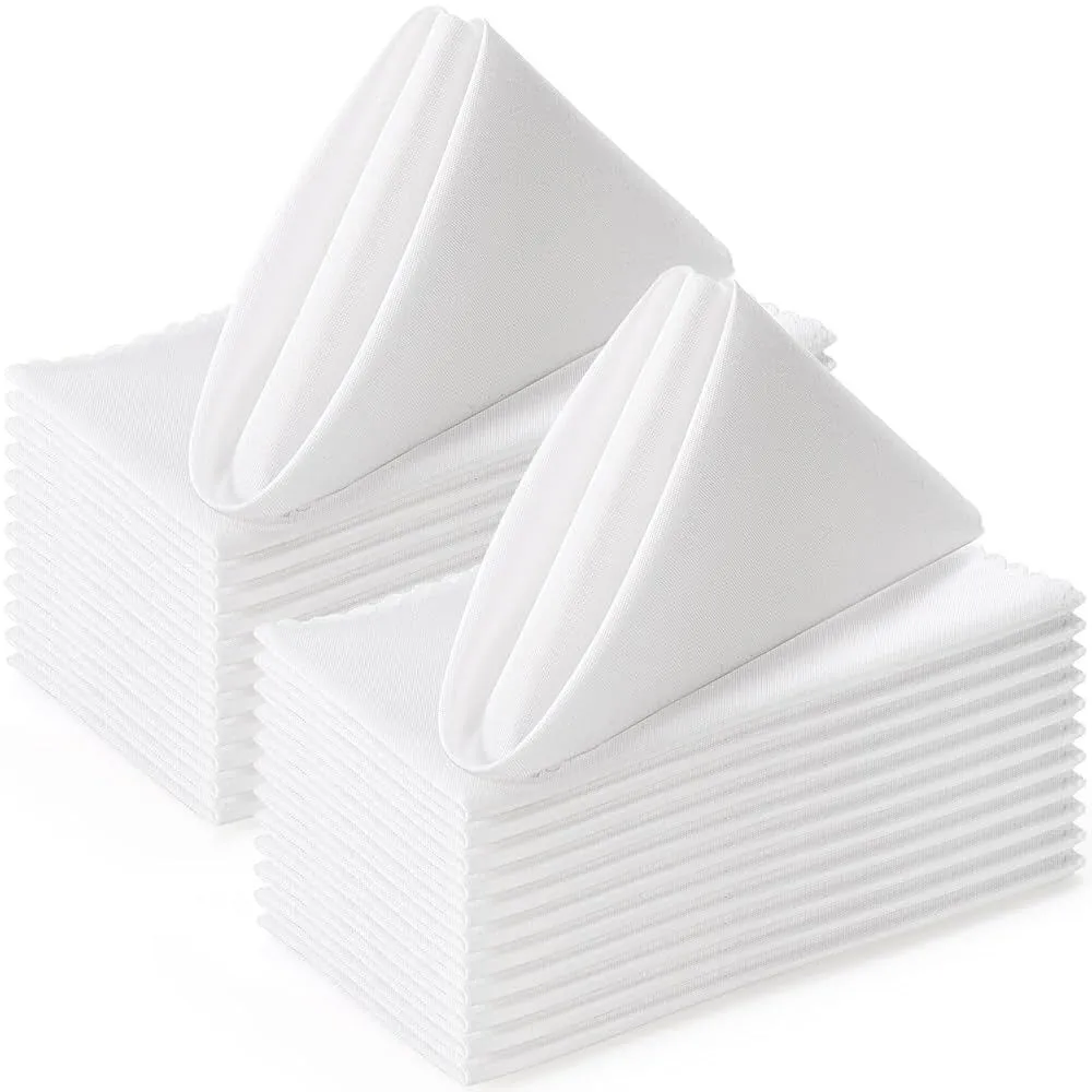 Jucoan White Cloth Napkins, 18.5 x18.5 Inch Polyester Cloth Dinner Napkin, Washable, Reusable Cloth Napkins for Dinning Restaurant Hotel Weddings Christmas Parties Decor