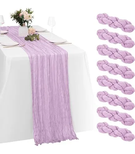 Babenest Light Pink Cheese Cloth Table Runner, 3 Pack 10ft Gauze Cheesecloth Table Runners for Bridal Baby Shower Decorations, 35x120 Inches Boho Rustic Tablecloth for Wedding, Party, Birthday Décor