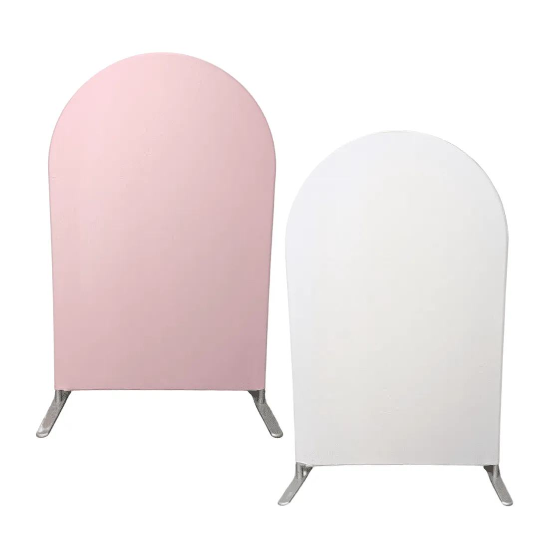 Semi-Round Tension Backdrop Cover. Lt. Pink/White MEDIUM
