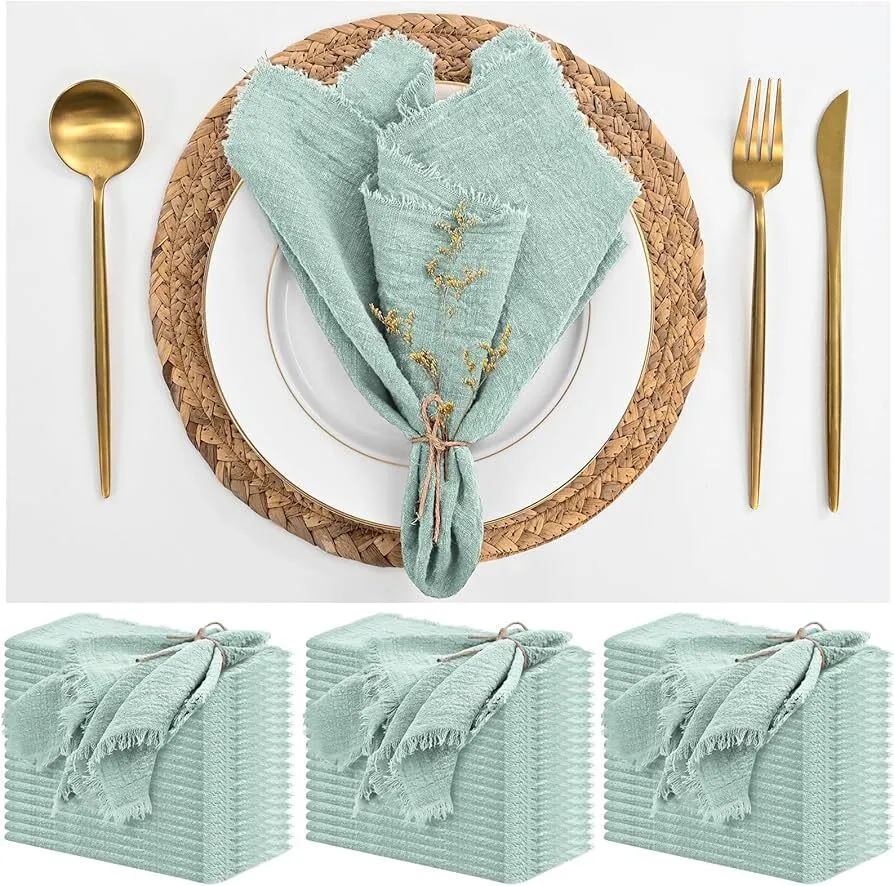 Sage Green Napkins Cotton Linen Napkins 16 x 16 Inch