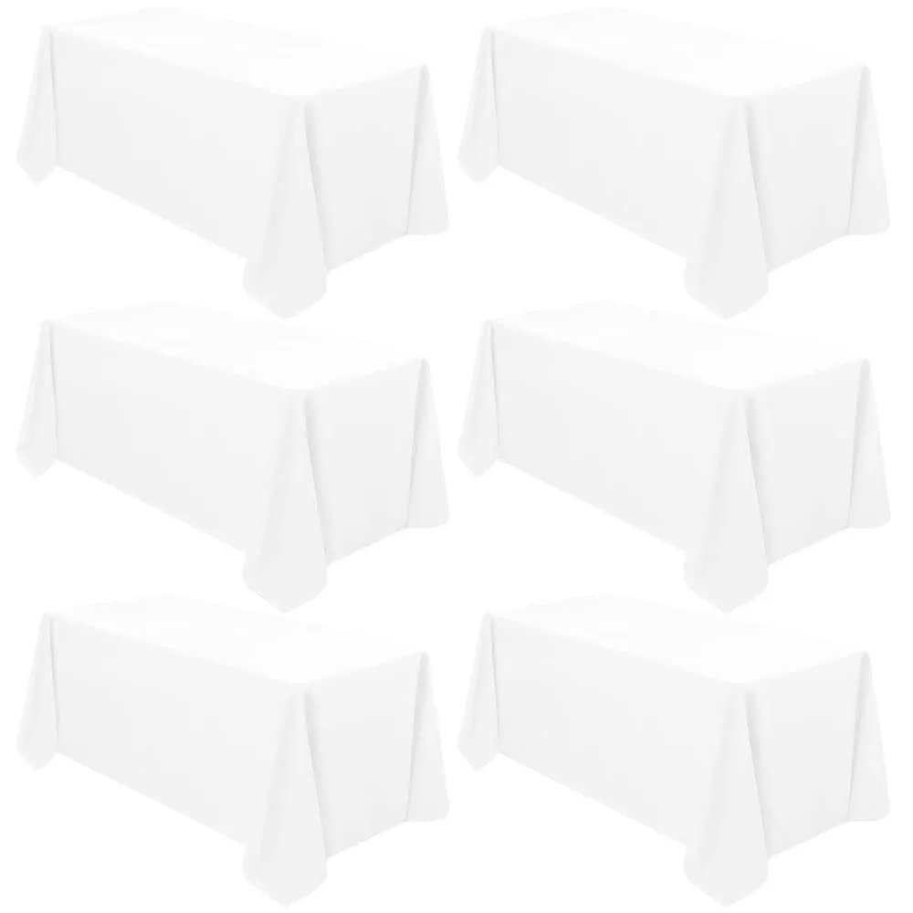 White Polyester Tablecloths, 90 x 156 inch, Rectangular, Classic Style, Wrinkle & Stain Resistant, 6FT Drop, Perfect for 8FT Tables, Wedding, Party, Banquet, Everyday Use