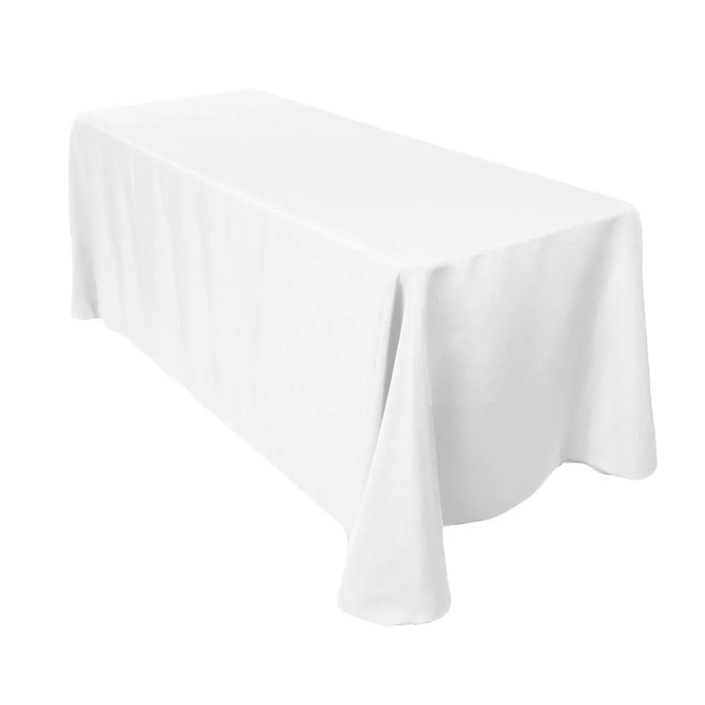 Weddecor Rectangular Tablecloth, Polyester Cotton Fabric Table Cover Washable, Reusable - White Tablecloth for Dining Table, Wedding, Birthday Party, Table Linen - 90 x 156 Inches